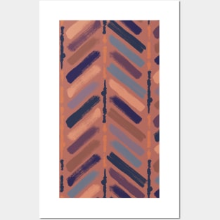 Brushstroke Herringbone-Sunset Posters and Art